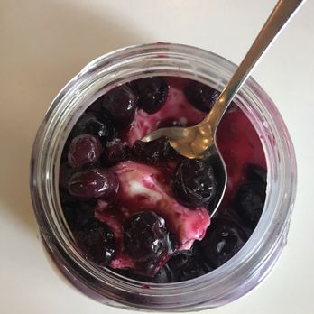 Work & Class - Meyer lemon panna cotta with a lavender blueberry compote. Out of this world. - New American Near Me - Denver, Colorado Work & Class - Meyer lemon panna cotta with a lavender blueberry compote. Out of this world. - New American Near Me - Denver, Colorado