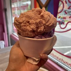 Nicky’s Doughnuts and Ice Cream - Strawberry/Ube ice cream, portion was GOOD!