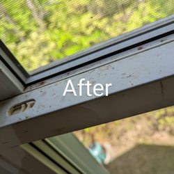 Dependable Window Cleaning - After photo. Notice debris left in "clean" window.