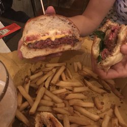 Redrum - Kimon and Lolita burgers with some fries and a great beer.