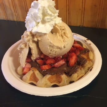 Waffallonia - Nutella, strawberries, ice cream and whipped cream. Sugary goodness. - Desserts Near Me - Pittsburgh, Pennsylvania Waffallonia - Nutella, strawberries, ice cream and whipped cream. Sugary goodness. - Desserts Near Me - Pittsburgh, Pennsylvania
