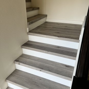 Luxury Vinyl Pro’s - Stair nose with our scuff free risers - Flooring Near Me