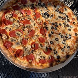 Half pepperoni/mushroom and half olives.
