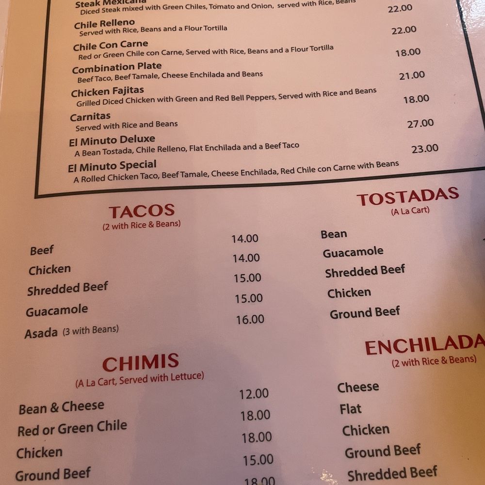 El Minuto Cafe - Menu - Mexican Near Me - Tucson, Arizona