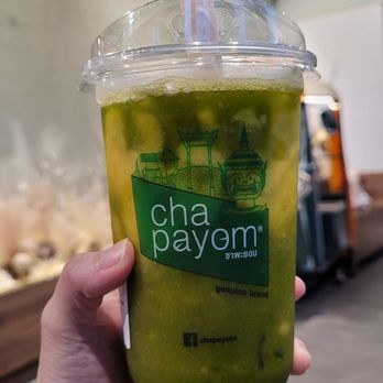 Chapayom - Halloween special: Thai green tea with mango puree/chunks/slush and lime jelly. Less sugar. After mixed. - Bubble Tea Near Me - Toronto, Ontario