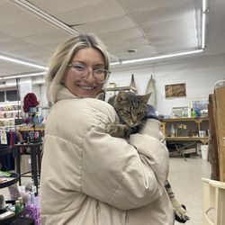 Keeper's Resale - Rachel with a very persistent kitty that wanted to be held