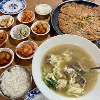 Korea Garden Restaurant - Banchan (left), Kimchi Pancake (top right), Galbitang (bottom right) - Korean Near Me - Columbia, South Carolina Korea Garden Restaurant - Banchan (left), Kimchi Pancake (top right), Galbitang (bottom right) - Korean Near Me - Columbia, South Carolina