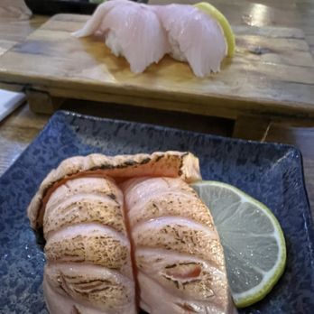 Sushi OK - Seared Salmon nigiri and hamachi nigiri - Sushi Bars Near Me - Riverside, California Sushi OK - Seared Salmon nigiri and hamachi nigiri - Sushi Bars Near Me - Riverside, California