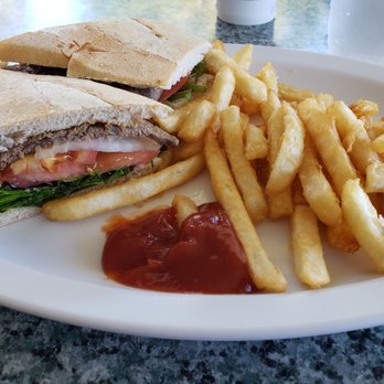 Bill Baggs Cape Florida State Park - Lighthouse Cafe steak sandwich and fries with ketchup. - Parks Near Me - Key Biscayne, Florida