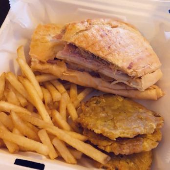 Havana Cafe - Cuban Sammy with tostones and fries - Cuban Near Me - West Jefferson, North Carolina