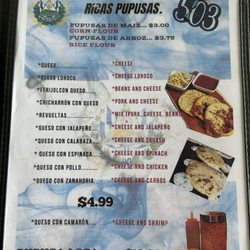 El Pulgarcito - Pupusas menu