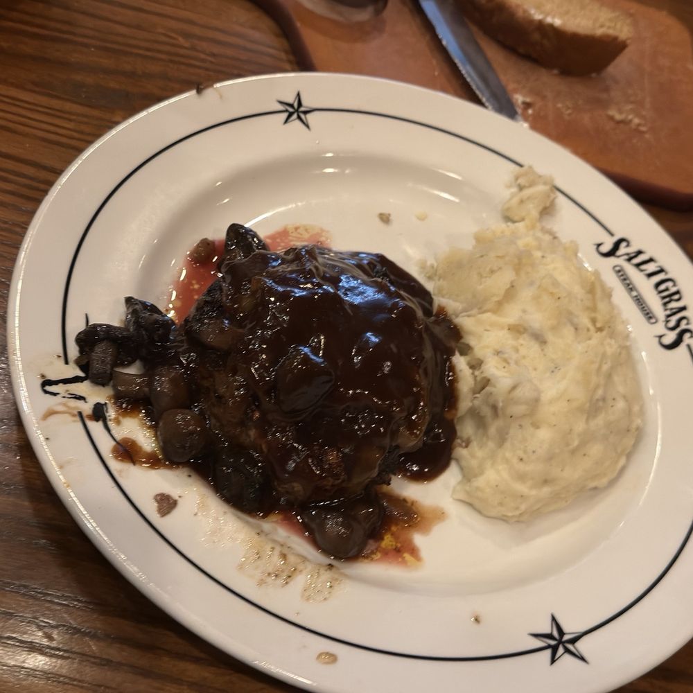 Saltgrass Steak House - Chopped steak with mushroom gravy - Steakhouses Near Me - Bedford, Texas Saltgrass Steak House - Chopped steak with mushroom gravy - Steakhouses Near Me - Bedford, Texas