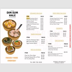 Dim Sum Hale - Menu