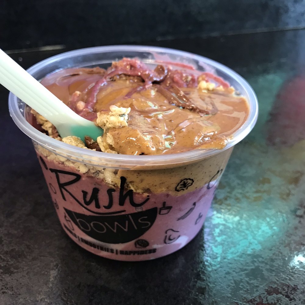 Rush Bowls - The summit açaí bowl with almond butter and Nutella - Juice Bars & Smoothies Near Me - Naples, Florida Rush Bowls - The summit açaí bowl with almond butter and Nutella - Juice Bars & Smoothies Near Me - Naples, Florida