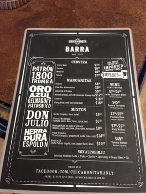 Menu photo 7 Chica Bonita Manly Manly, NSW