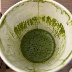 Matcha latte with pistachio milk, delicious too