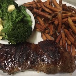 Uptown Tavern - Premium Angus New York Strip Steak with Fries and Broccoli