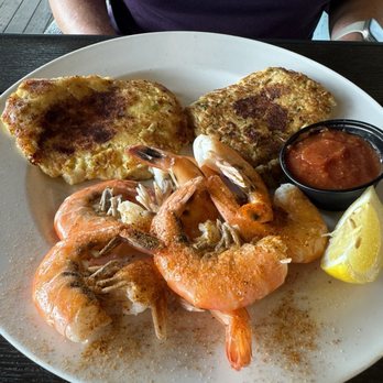 Inlet Prohibition Company - SHRIMP & CRABCAKE SPECIAL  1/2 Ib peel & eat shrimp, grilled crabcake, & loaded baked potato cake - Seafood Near Me - Murrells Inlet, South Carolina