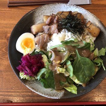 Yama Cafe - Very Pork Belly Salad/Rice Bowl - Cafes Near Me - Vancouver, British Columbia