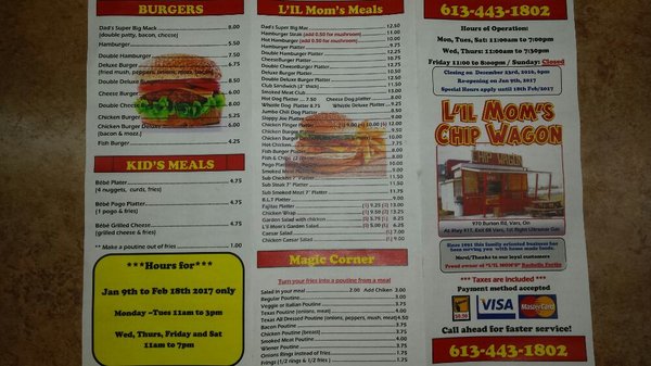 Menu photo 1 L'll Mom's Chip Stand Vars, ON Menu photo 1 L'll Mom's Chip Stand Vars, ON