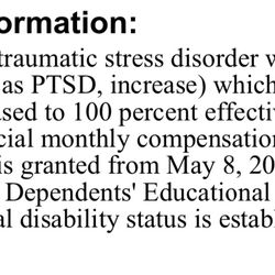 Veteran Benefits Guide - VBG got my 50% PTSD disability to 100% PTSD rating! Total rating was 70% and is now 100%!!!!! SO GRATEFUL FOR THEM!