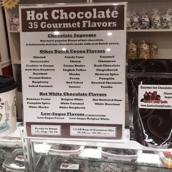 Santa's Candy Castle - Menu for their frozen hot chocolate - Candy Stores Near Me - Santa Claus, Indiana