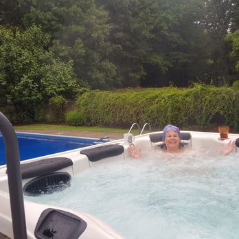 Royal Pools & Spas - My wife enjoying Hydrotherapy in new Bullfrog Hot Tub! - Pool Cleaners Near Me - Poughkeepsie, New York