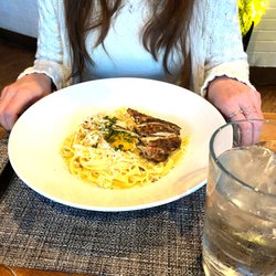 FlatIron Kitchen & Taphouse - Fettucine Carbona with a farm egg