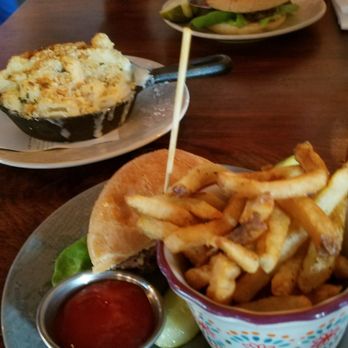 Engine Room - Mac n cheese. And a shared burger plate. It came out divided on separate plates. Yumminess!! - Southern Near Me - Mystic, Connecticut Engine Room - Mac n cheese. And a shared burger plate. It came out divided on separate plates. Yumminess!! - Southern Near Me - Mystic, Connecticut