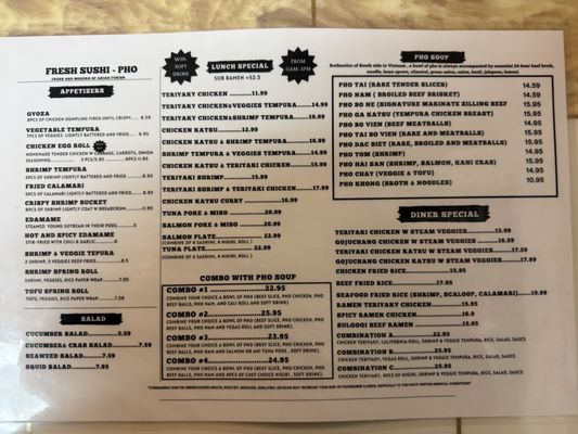 Menu photo 2 Fresh Sushi Pho Tucson, AZ Menu photo 2 Fresh Sushi Pho Tucson, AZ