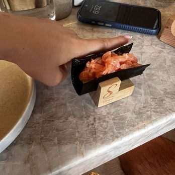 Sora - I have a tiny hand and this is in comparison how big the roll is... 2 bites and mediocre - Sushi Bars Near Me - Los Angeles, California Sora - I have a tiny hand and this is in comparison how big the roll is... 2 bites and mediocre - Sushi Bars Near Me - Los Angeles, California