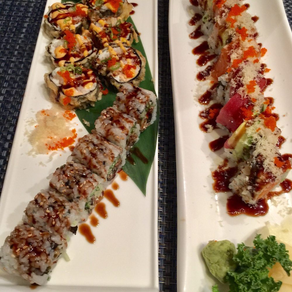 Blu Sushi - Godzilla Roll and salmon skin rolls - Sushi Bars Near Me - Ridgewood, New Jersey Blu Sushi - Godzilla Roll and salmon skin rolls - Sushi Bars Near Me - Ridgewood, New Jersey