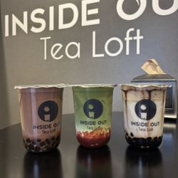 Inside Out Tea Loft - Ovaltine Strawberry matcha A12. Brown Sugar Pearl Tiramisu Latte