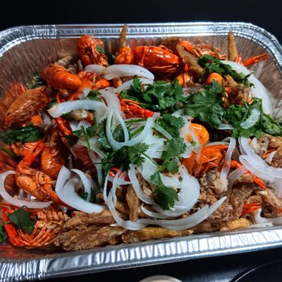 Frying Seafood by null