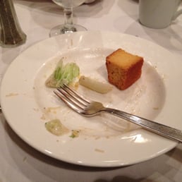 The ridiculously oversized crouton which I suspect is leftover poundcake, from a caesar salad. Meh.