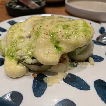 Elske - Charred leaks w/ cheddar, toasted oats, olive - Scandinavian Near Me - Chicago, Illinois