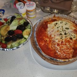 Chicken parm with a side salad delicious my favorite yummy delicious