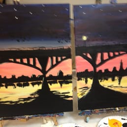 couples painting! he painted one side of the bridge, i painted the other.