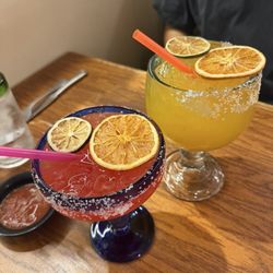 Tacos Oaxaca - Strawberry & mango margaritas on ice with salt rim