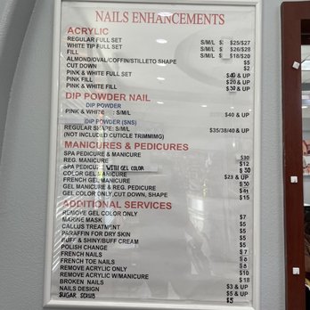 Amy Nails & Spa - Prices on wall. - Nail Salons Near Me - Chino, California Amy Nails & Spa - Prices on wall. - Nail Salons Near Me - Chino, California
