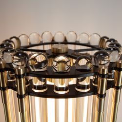 Neptune Glassworks - Tower Lamp (detail) by Neptune Glassworks--modular brass and glass structure designed with material clarity and sculptural intent.