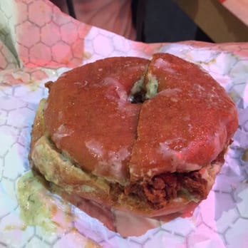 Do-Rite Donuts & Chicken - Spicy Sweet heat chicken sandwich (maple aeoli vanilla bean donut) - Donuts Near Me - Chicago, Illinois