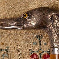 Rare Elements - Silver Dog Cane Antique cane