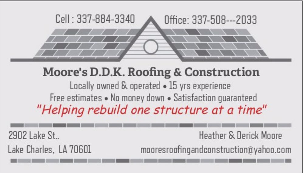 Slide of Moore's DDK Roofing & Construction