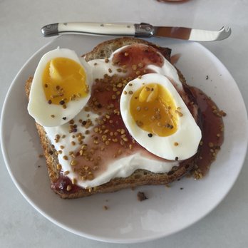 The Judith Cafe - Labneh on sourdough with bee pollen and an added jammy egg. - Cafes Near Me - Cleveland, Ohio The Judith Cafe - Labneh on sourdough with bee pollen and an added jammy egg. - Cafes Near Me - Cleveland, Ohio