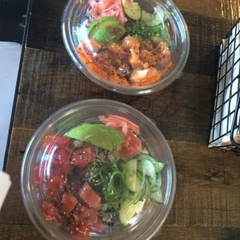 FISH DISTRICT - Poke bowl. One salmon and one ahi. SO GOOD - Seafood Near Me - San Diego, California