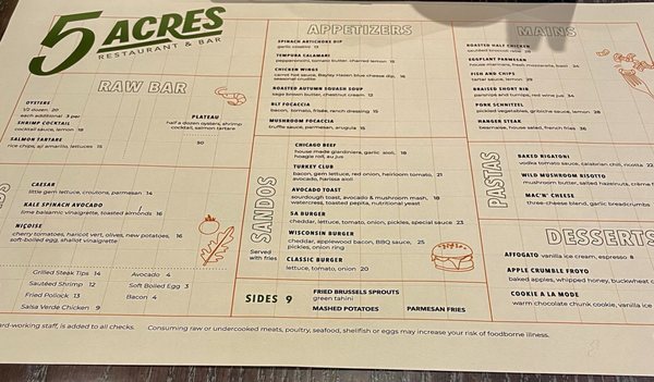 Menu photo 2 Five Acres New York, NY