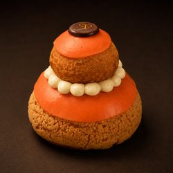 Pâtisserie Stéphane Pasco - Vertou - Chou Nougat Abricot, Crémeux Abricot, Compotée d'Abricot, Biscuit Piémont, Ganache Montée Nougat, Pâte à choux