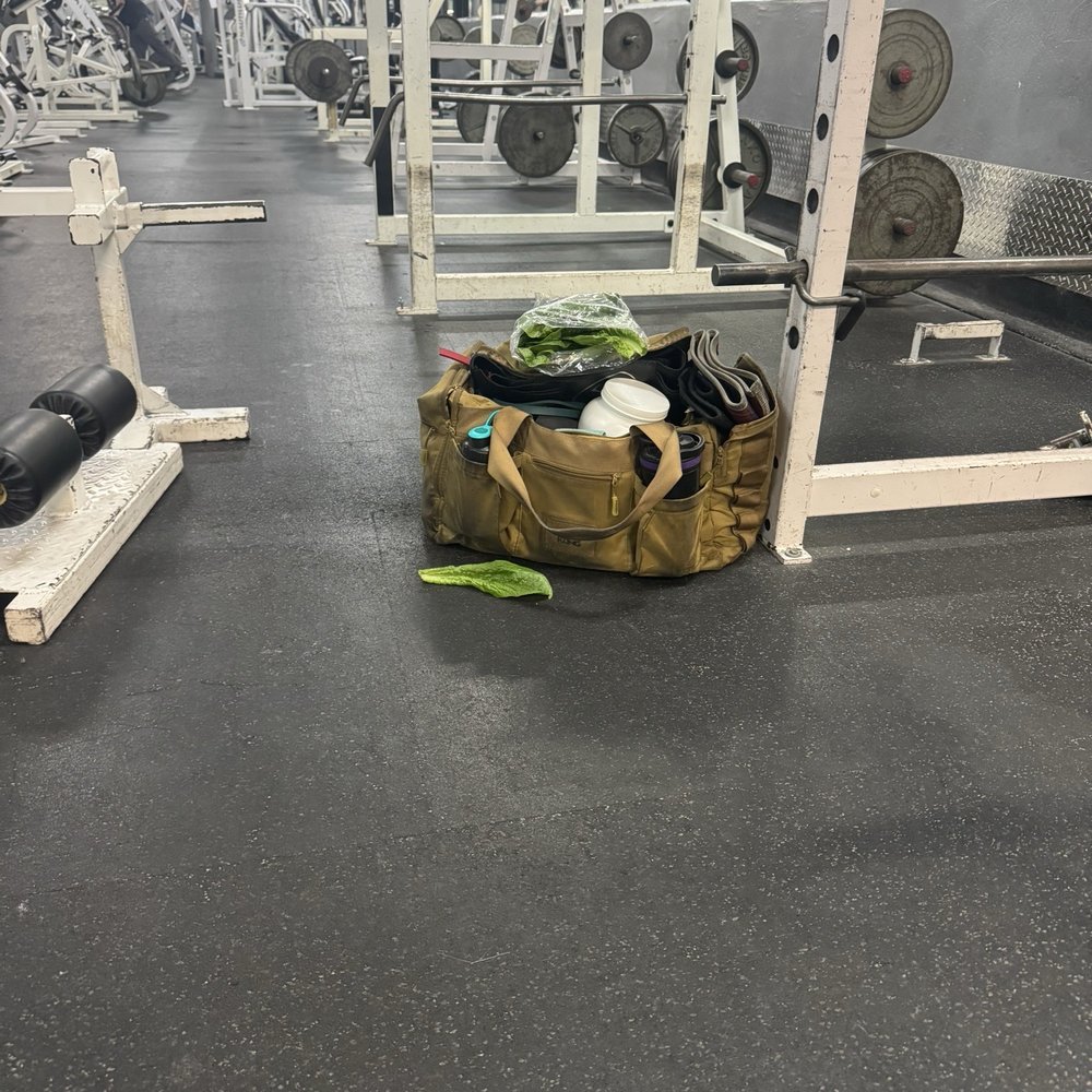 Trainer John's bag that lives on the gym floor always in the way. Trainer John's bag that lives on the gym floor always in the way.
