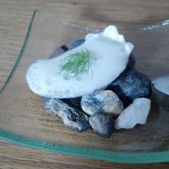 Commis - oyster with lettuce, lemon verbena mousse - New American Near Me - Oakland, California